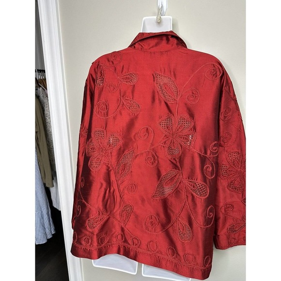 MULTIPLES Rare 100%Silk Embroidered Crochet‎ Jacket Lightweight ~ 3/ 2X - Picture 4 of 7
